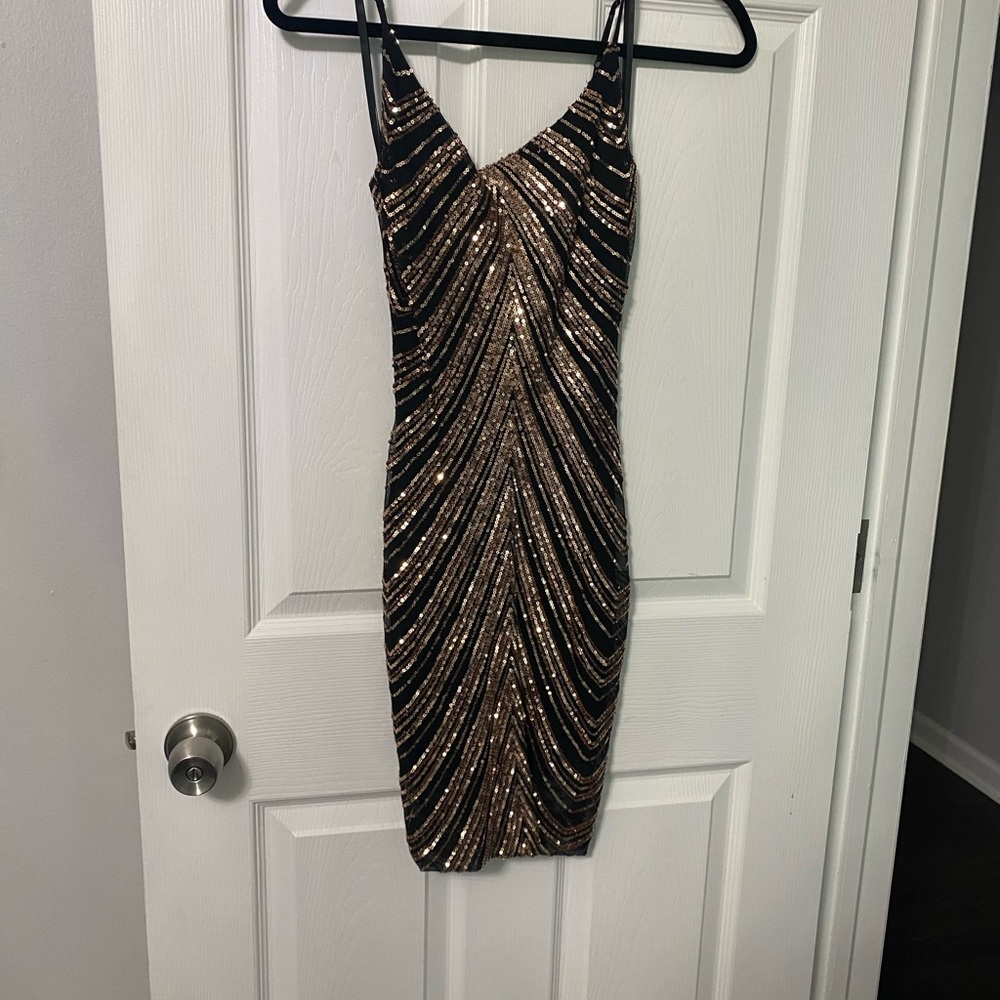 Gorgeous black and gold cocktail dress